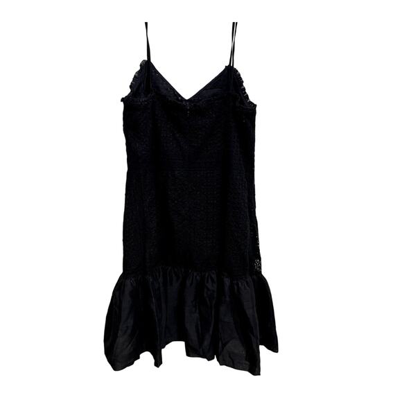 NWT J.Crew Eyelet Hem Spaghetti Strap Cotton Dress Black Size 10 Preppy Boho - Picture 4 of 6